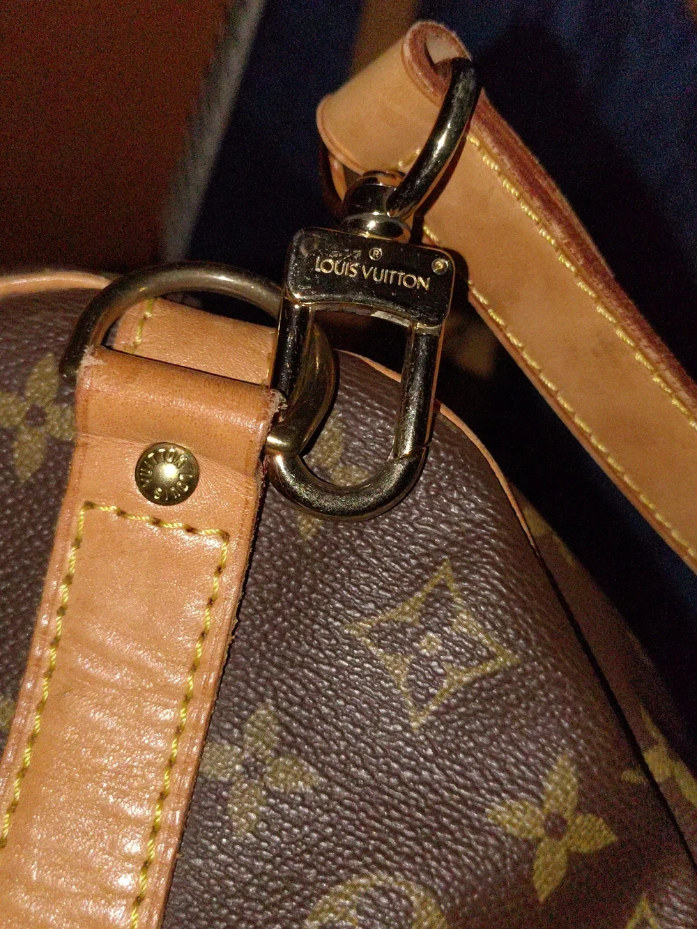 Louis Vuitton 60 Monogram Canvas Duffel Keepall with Tan Leather Trim